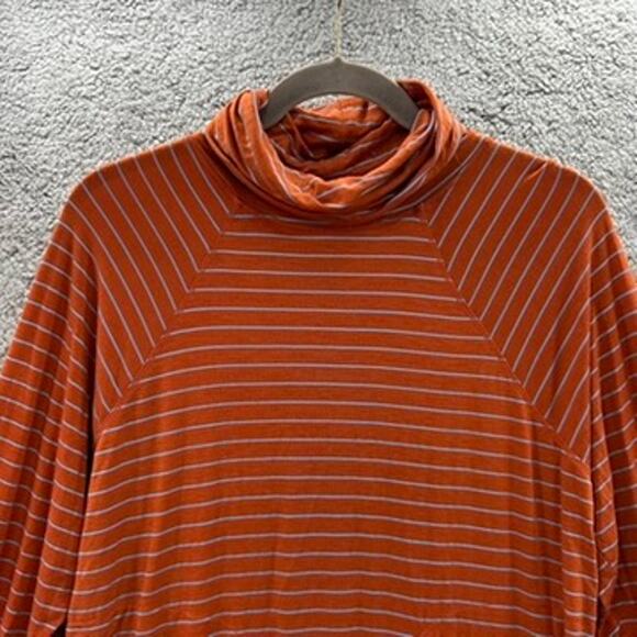 prAna Women's Small Activewear Orange Long Sleeve Top Stretchy Turtle Neck - Picture 3 of 9